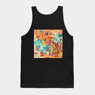 Colorful Abstract Valentines Hearts Design Tank Top